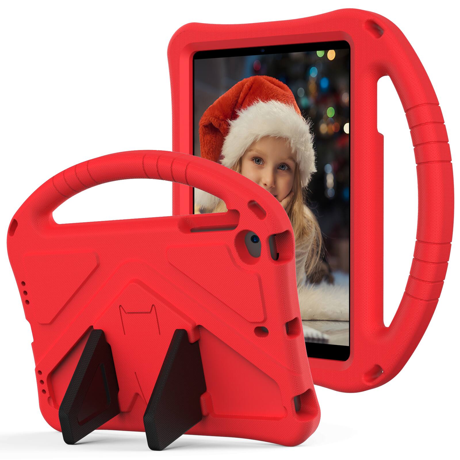 Alt View 1. Dteck - Rugged EVA Case for iPad Mini 5/4/3/2/1 (7.9"), Shockproof Kickstand Handle Protective Lightweight Cover - Red.