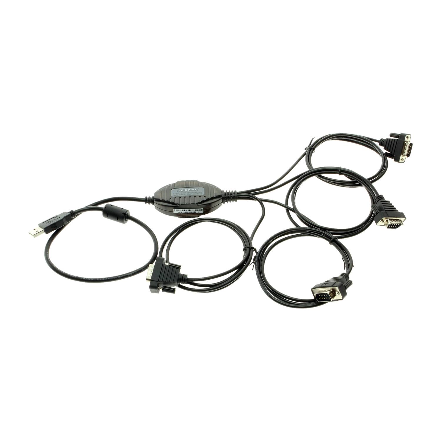 Left. Gearmo - 4-Port USB to Serial Adapter COM Retention FTDI Chipset 920K Baud Rate - Black.