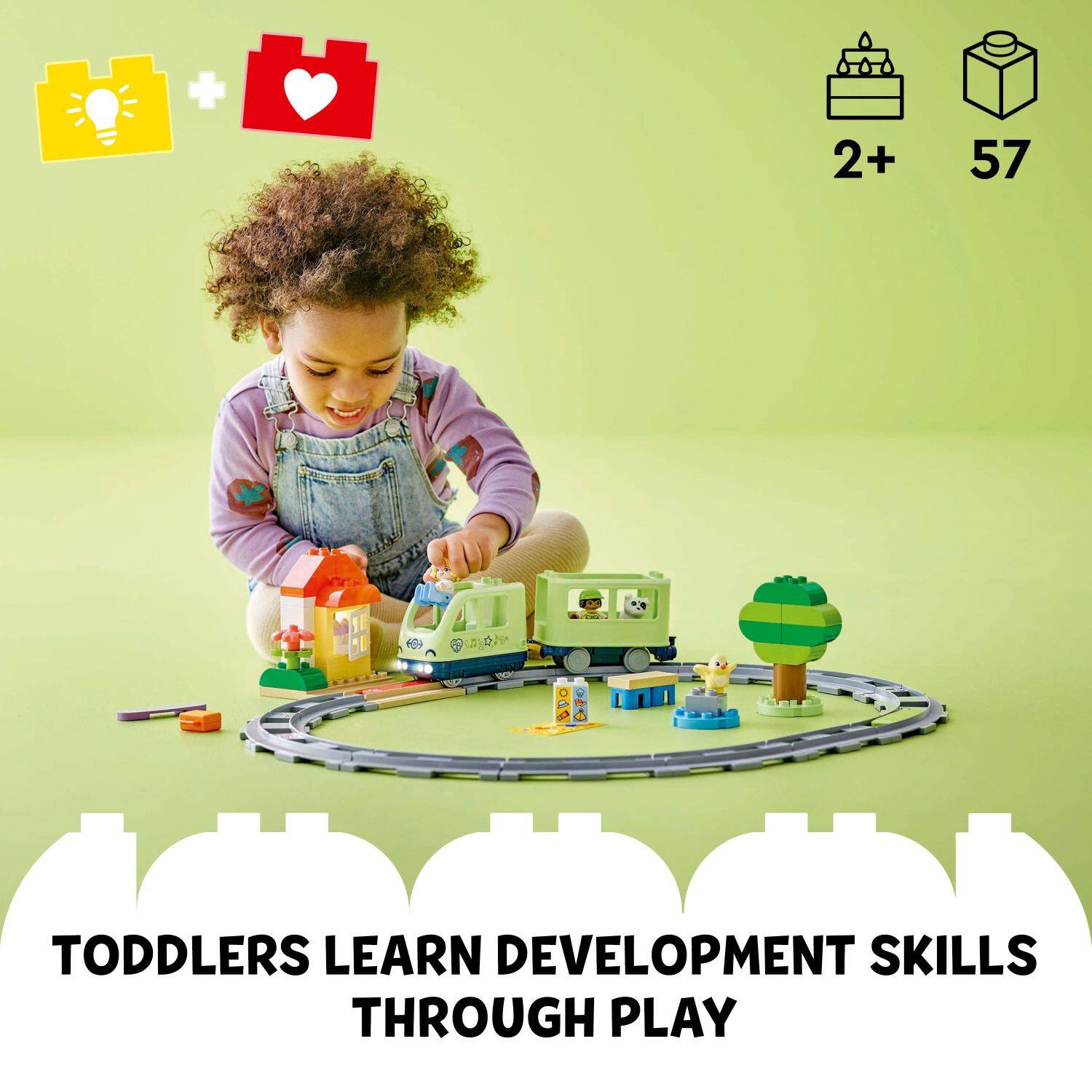 Toddlers learn development skills through play.