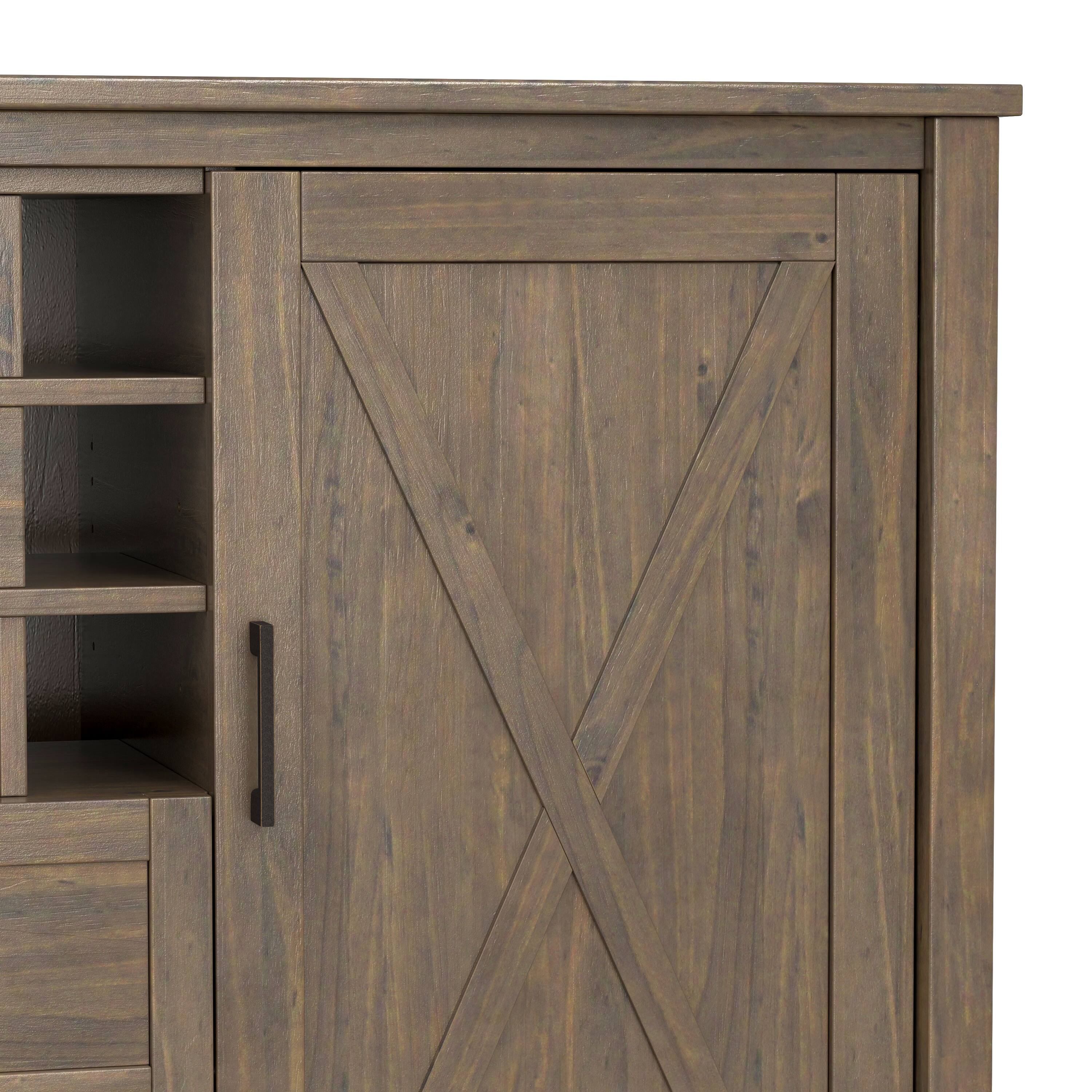Alt View 8. Simpli Home - Ela SOLID WOOD Sideboard with Wine Storage in Smoky Brown - Smoky Brown.