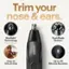 Trim your nose and ears with the Manscaped Dual-Blade System. This product features SkinSafe technology, which does not guarantee cut protection. The easy-to-grip and snip design allows for precise trimming, and the system has a runtime of up to 45 minutes.