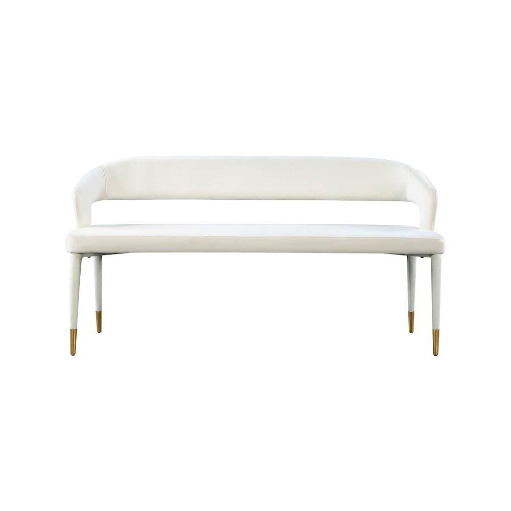 Left. Meridian Furniture - Destiny Cream Velvet Bench - Cream Velvet.