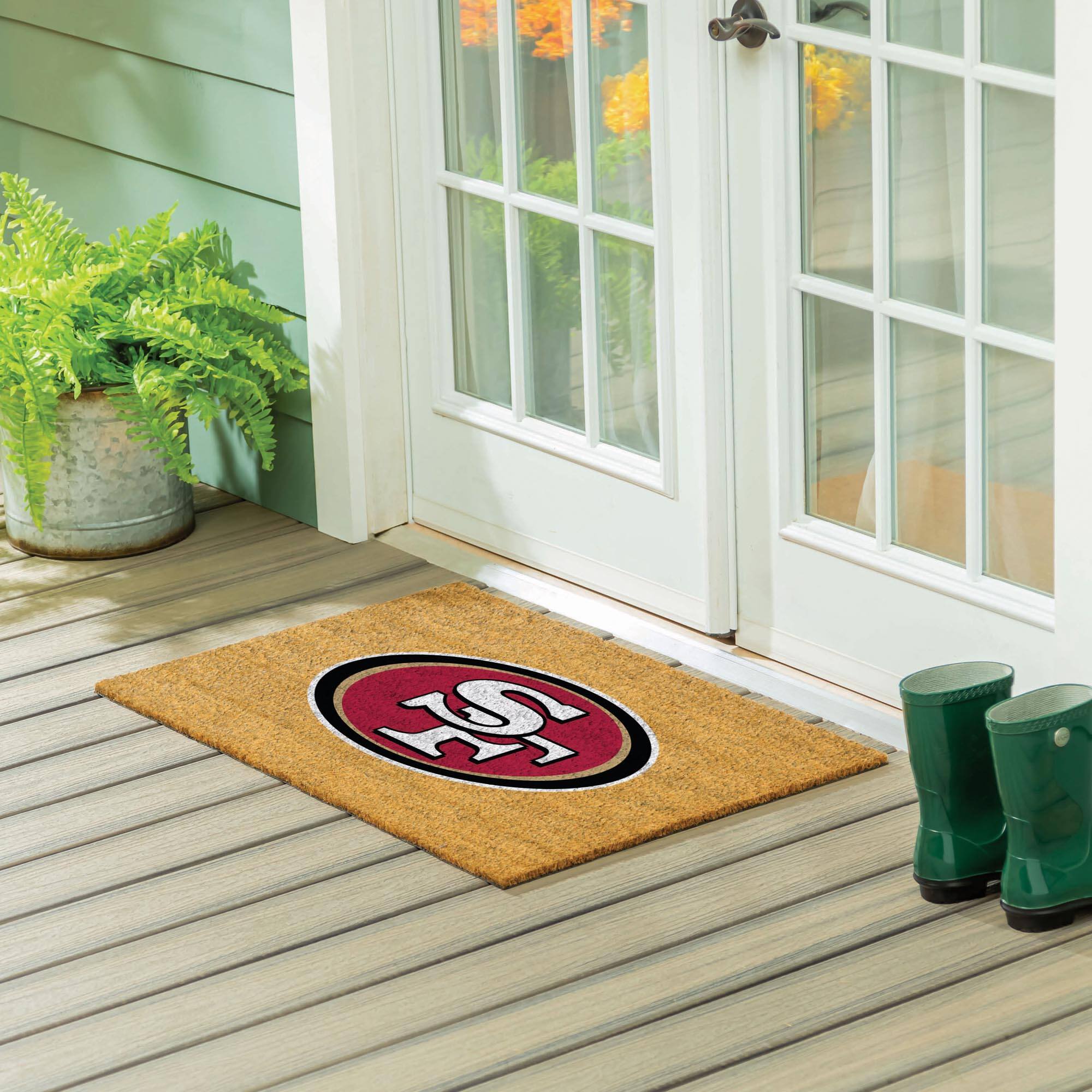 Alt View 1. Evergreen Enterprises - San Francisco 49ers 24" x 36" Outdoor Team Logo Coir Mat - Brown.