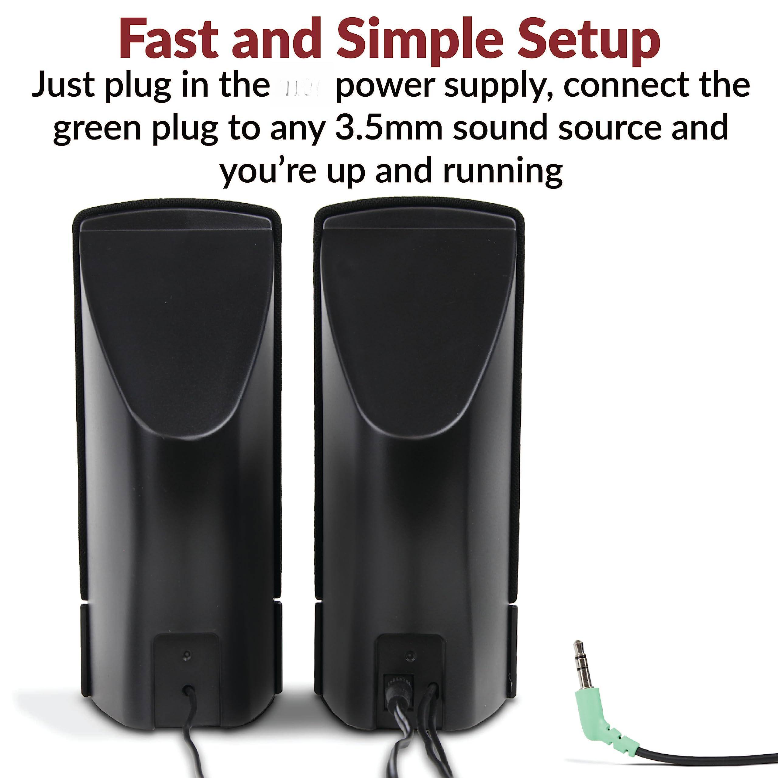 Fast and Simple Setup

Just plug in the JUI power supply, connect the green plug to any 3.5mm sound source and you're up and running