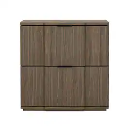 Manhattan Comfort - Clive Mid-Century Modern 22" Nightstand - Walnut and Black