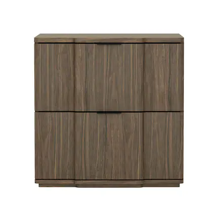 Front. Manhattan Comfort - Clive Mid-Century Modern 22" Nightstand - Walnut and Black.