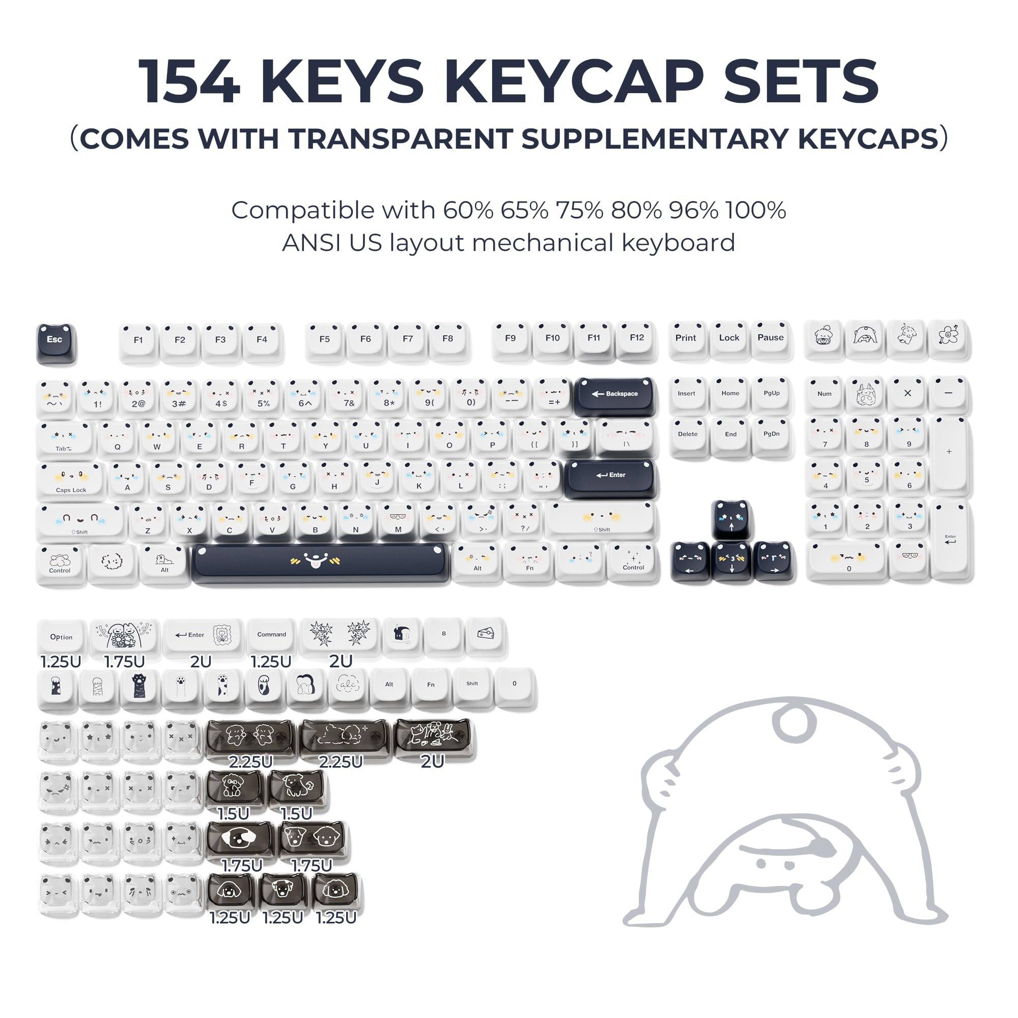 HM 1810 Xvx Cute Pbt Keycaps Mao Profile White Puppies Keycap Sets With ...