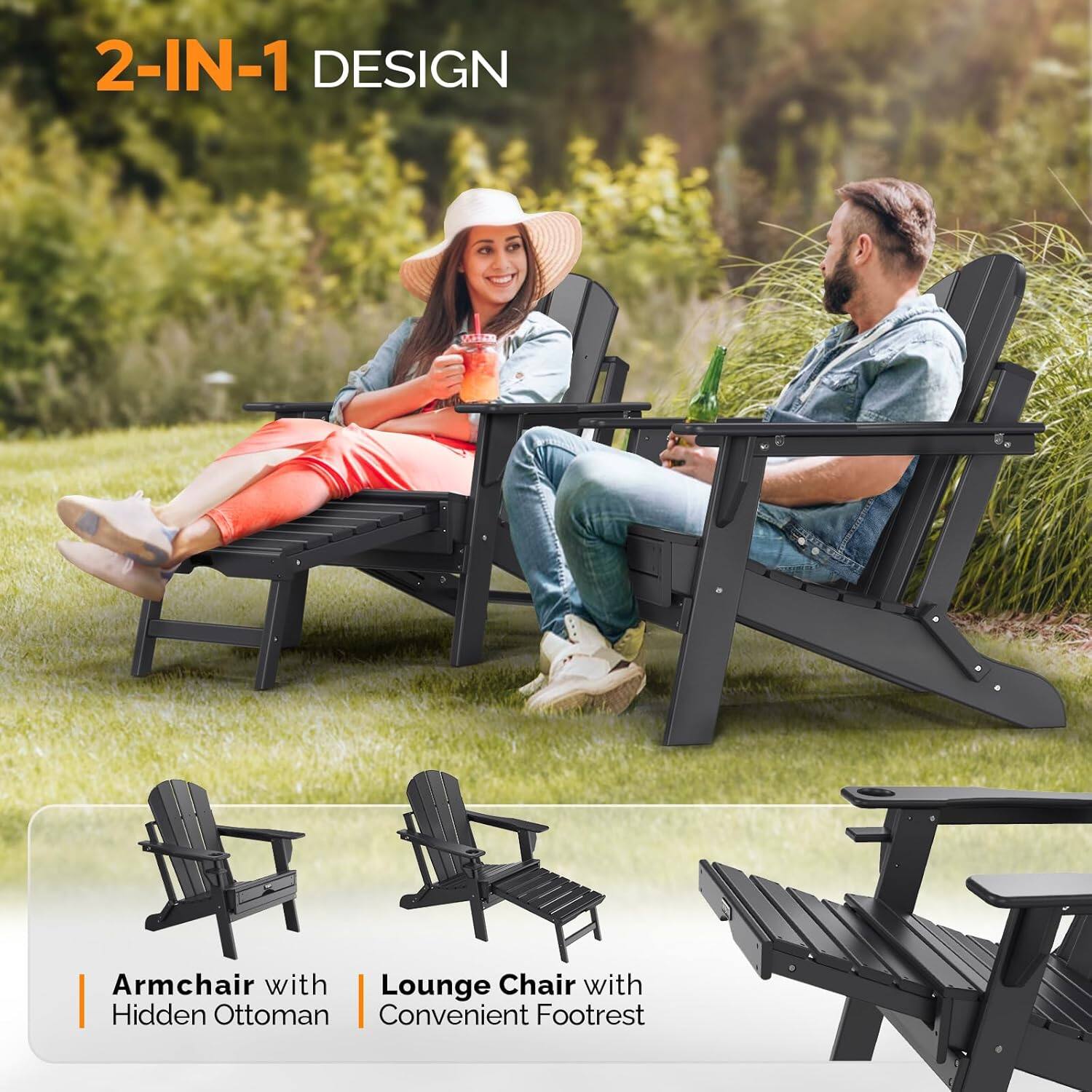 2-IN-1 DESIGN

Armchair with Hidden Ottoman | Lounge Chair with Convenient Footrest