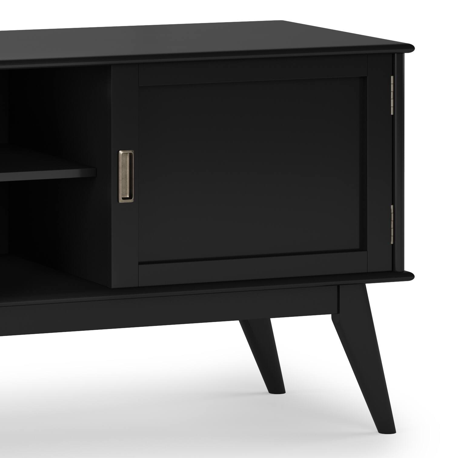Alt View 8. Simpli Home - Draper SOLID HARDWOOD 60 inch Wide Mid Century Modern TV Media Stand in Black For TVs up to 65 inches - Black.