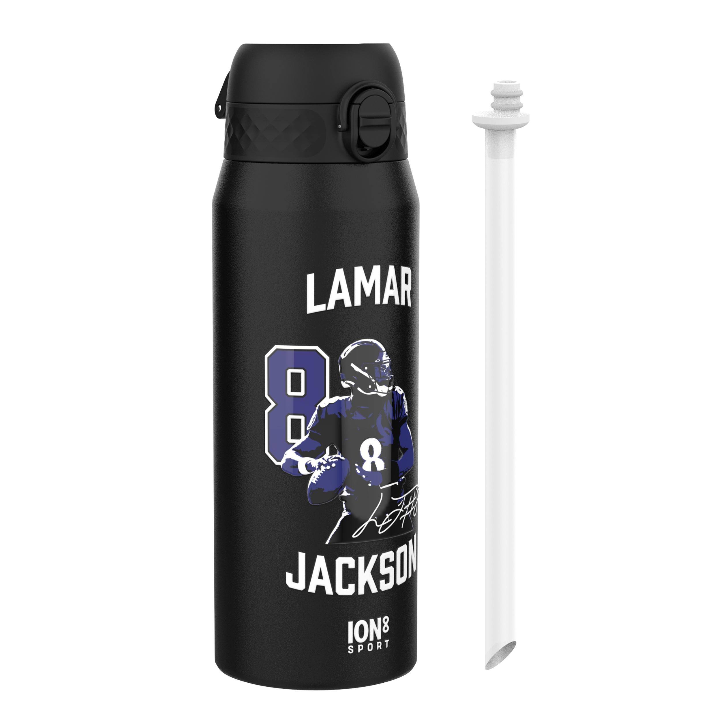 NFL PA ION8 Thermal Steel Water Bottle - Locked in Series, Lamar Jackson - Black