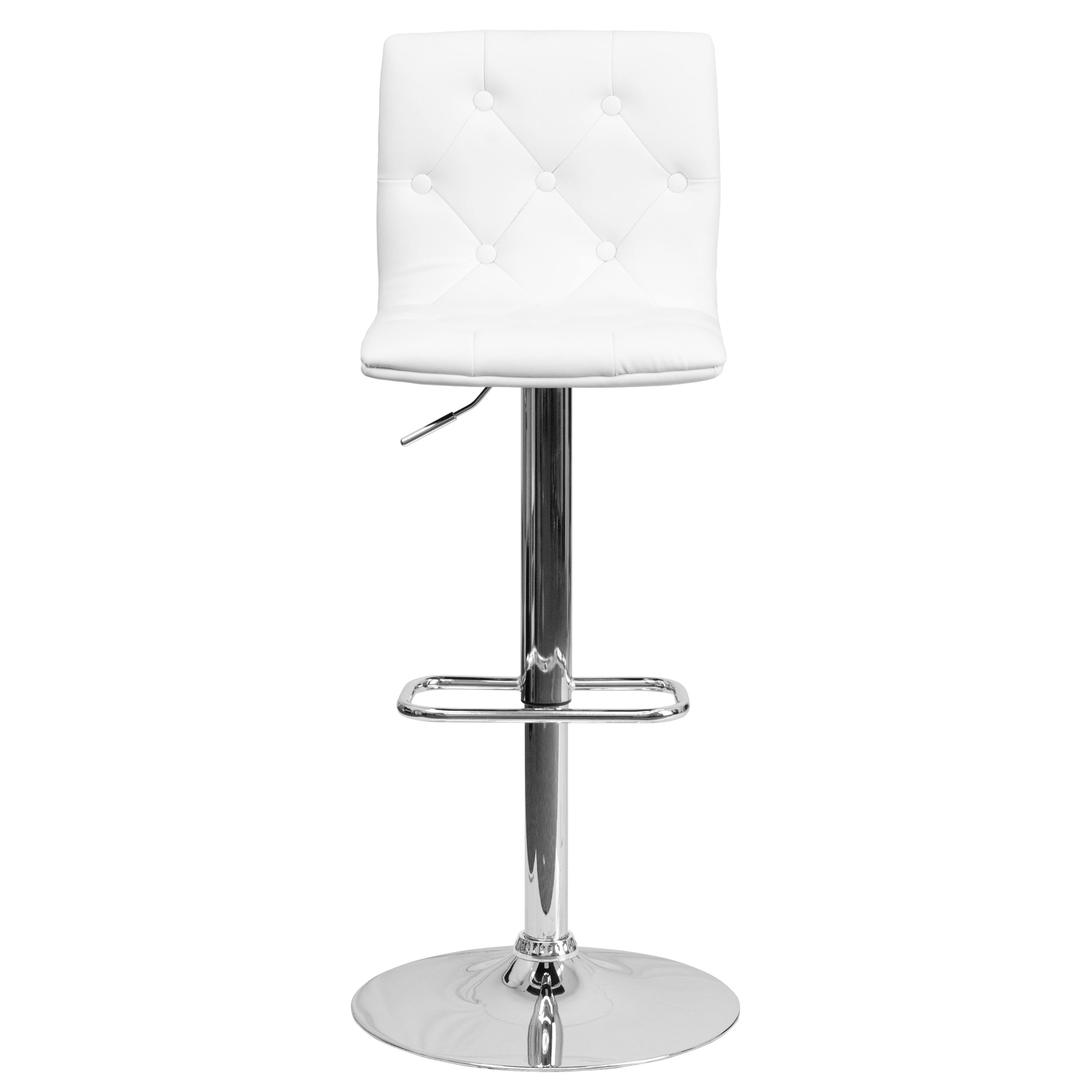 Alt View 7. Emma + Oliver - Button Tufted Vinyl Adjustable Height Barstool with Chrome Base - White.