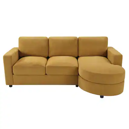 Front. Boyel Living - Modern 84.6 inch Sectional L-shaped Sofa Couch with Curved Chaise Lounge USB Ports and Side Storage Pockets in Yellow - Yellow.