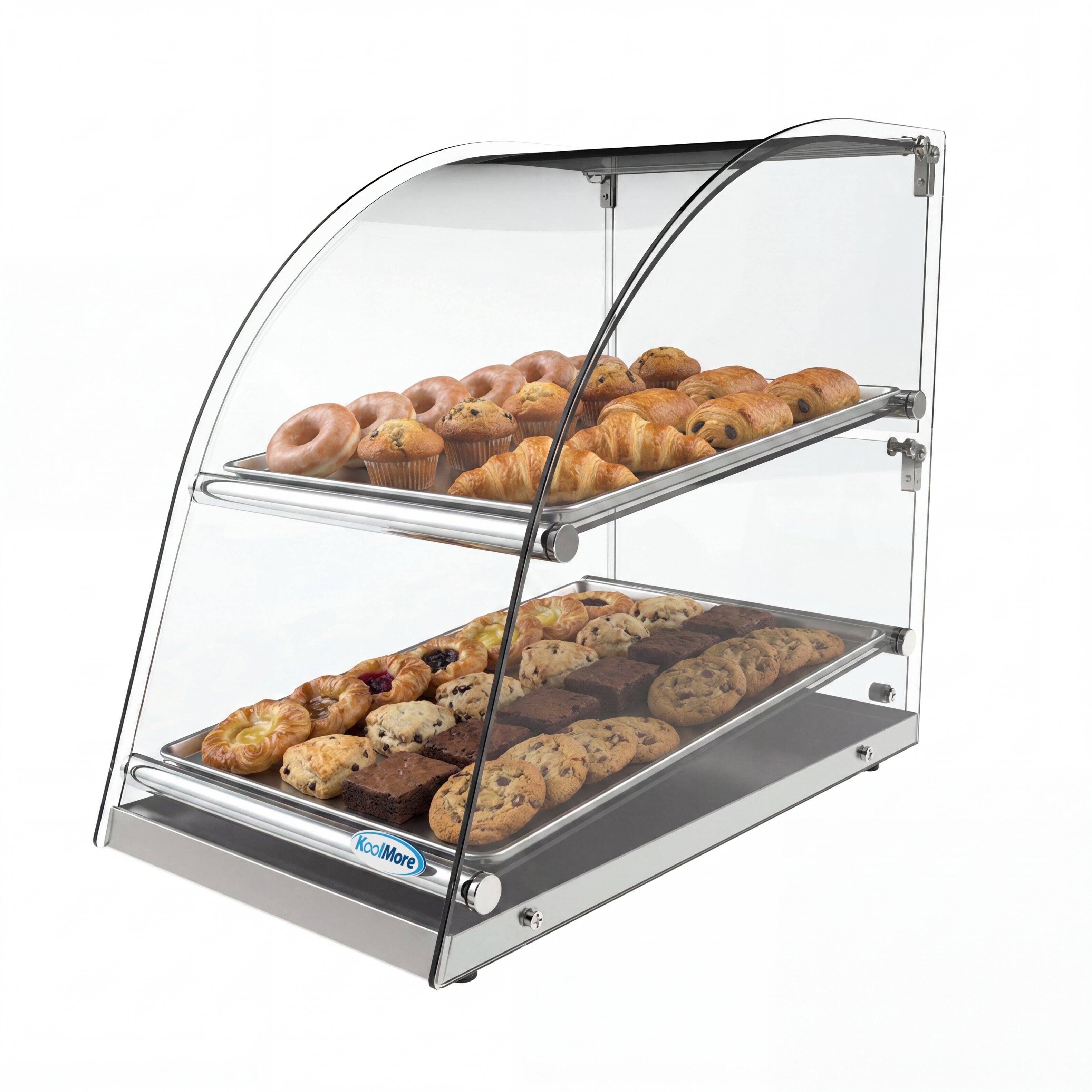 Alt View 1. Koolmore - 23 in. Commercial Countertop Bakery Display Case with Front Curved Glass and Rear Door, 2.4 cu. ft. DC-2CN - Silver.