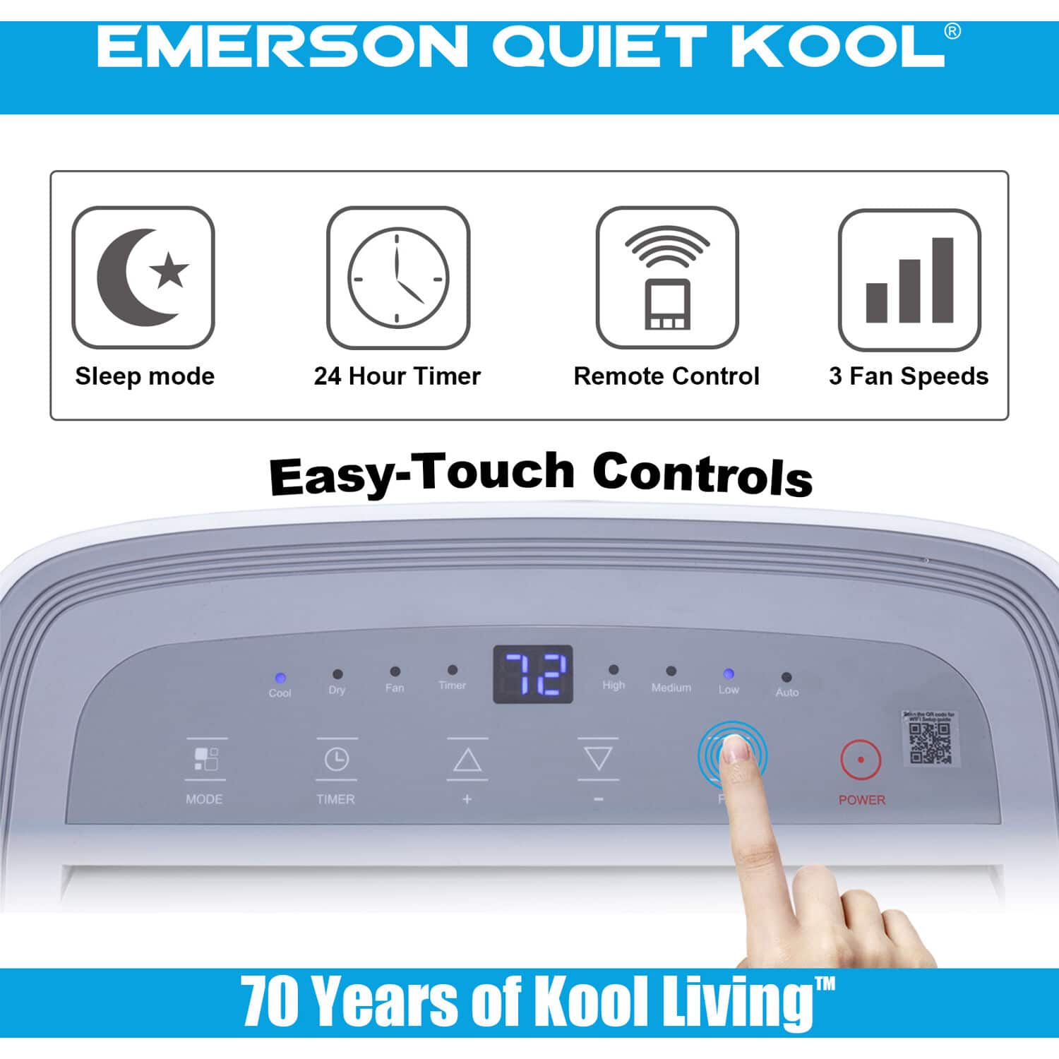 Alt View 15. Emerson Quiet Kool - 550 Sq. Ft. 14,000 BUT Portable Air Conditioner - White.
