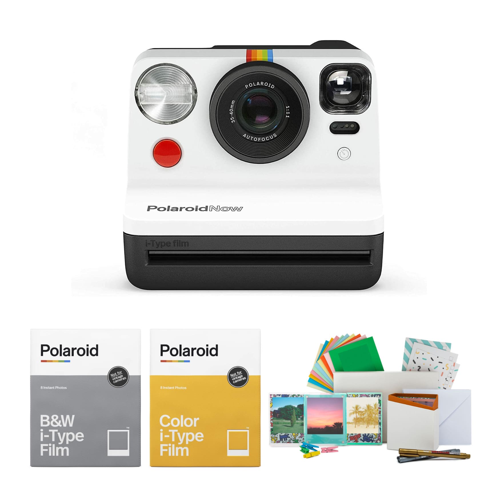 Polaroid Originals - Polaroid Now VF i-Type Instant Camera (B&W) Bundle with Film &Accessories - Black/White