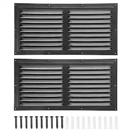 Unique Bargains - 8"x16" Aluminum Gable Vent, 2pcs Exterior Wall Outlet Square Soffit Vent HVAC Louver Air Grille with Built-in Screen - Black