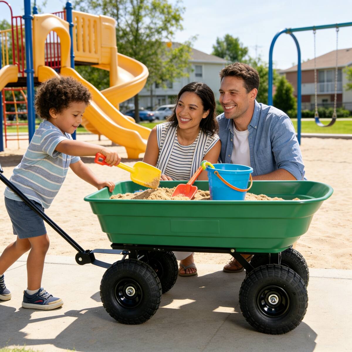Front. Loheer - Loheer Poly Garden Dump Truck with Steel Frame 300 lb Capacity.