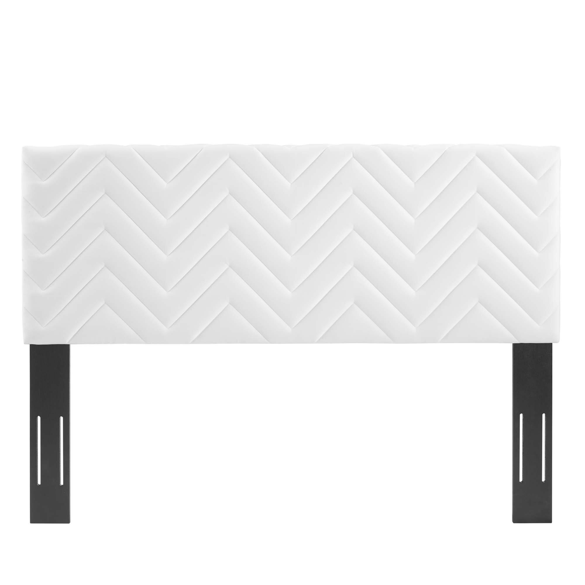 Left. Modway - Mercy Chevron Tufted Performance Velvet Twin Headboard by Modway - White.