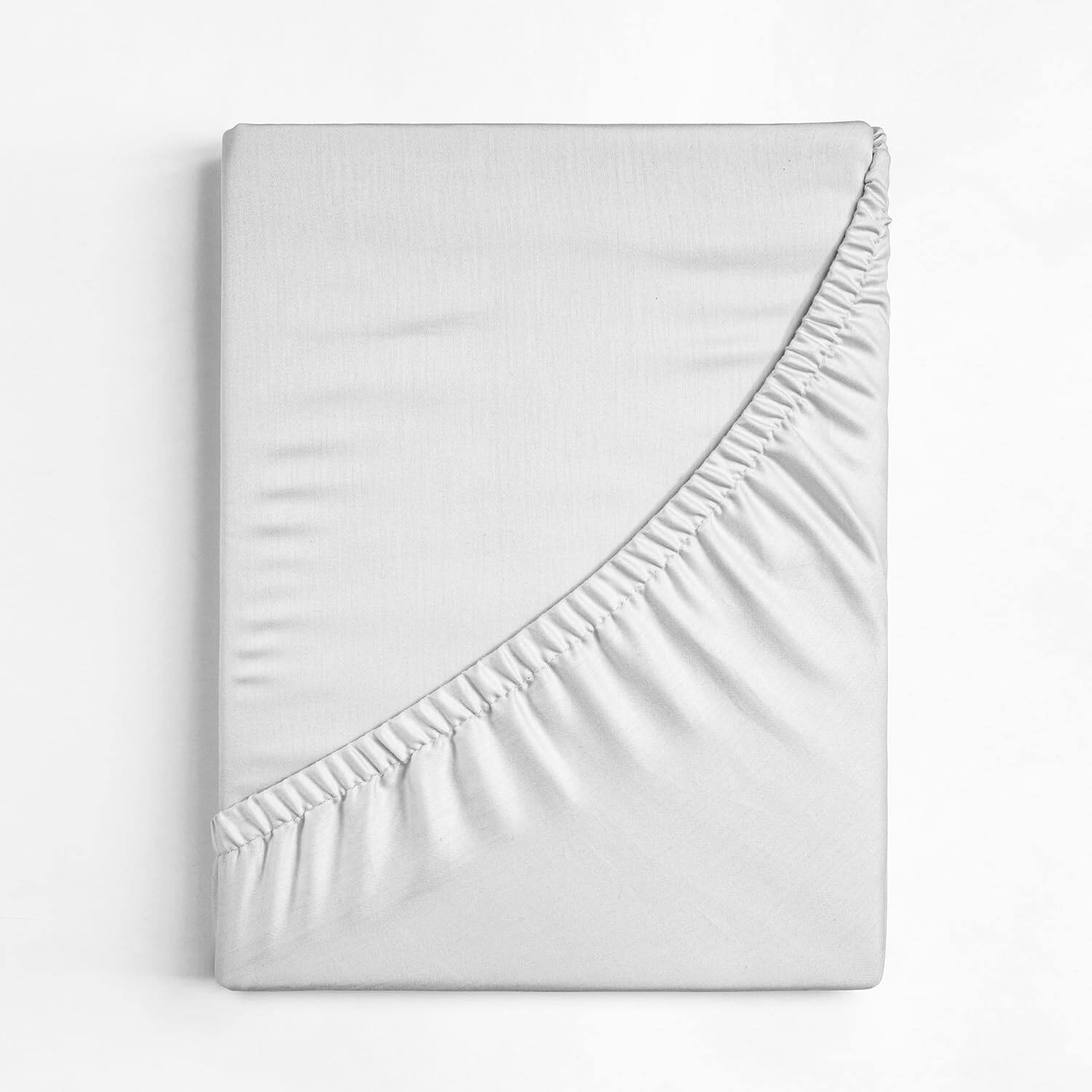 CGK Linens - 100% Cotton 400 TC Fitted Sheet Only - Extra Deep Pocket for 18"-24" Mattresses - Twin - White