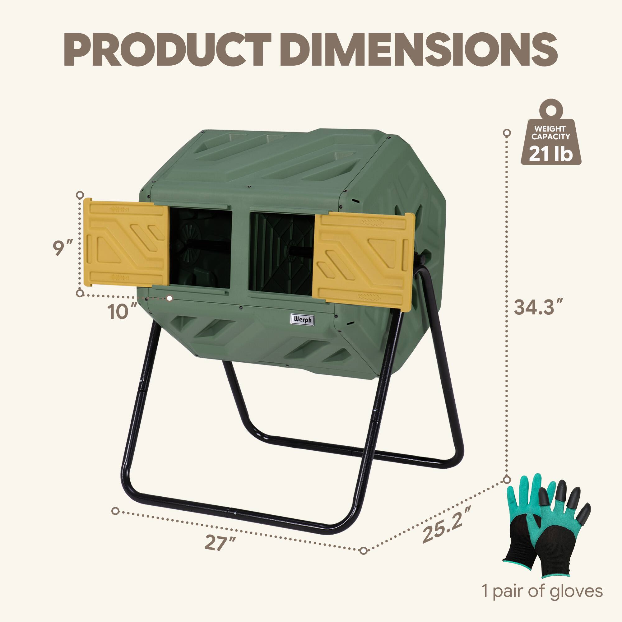 PRODUCT DIMENSIONS  
WEIGHT CAPACITY: 21 lb  
9" x 10" x 34.3" x 27" x 25.2"  
1 pair of gloves