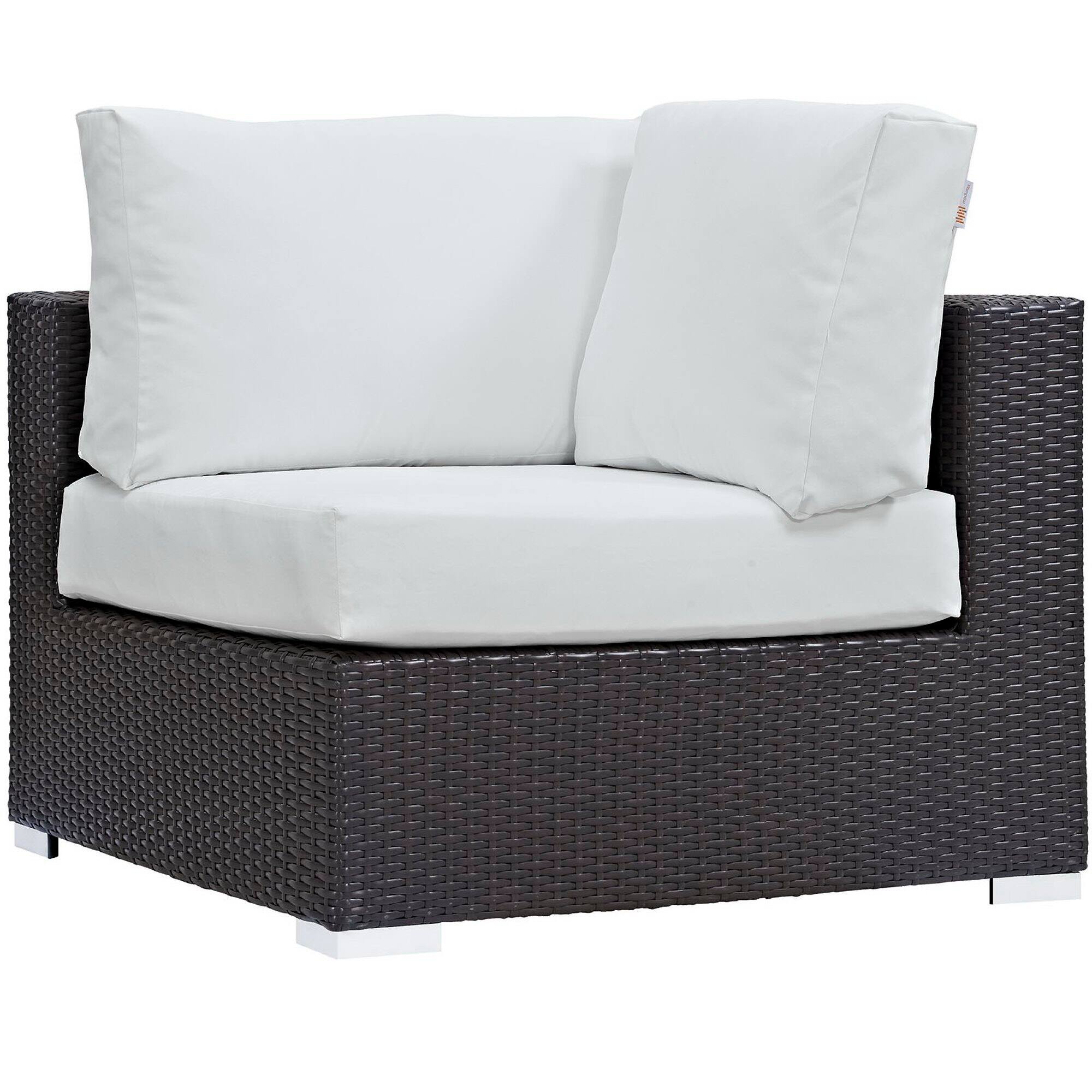 Alt View 1. Modway - Convene 8-Piece Outdoor Patio Sectional Set - Cushioned Modular Seating with Armrests - Espresso White.