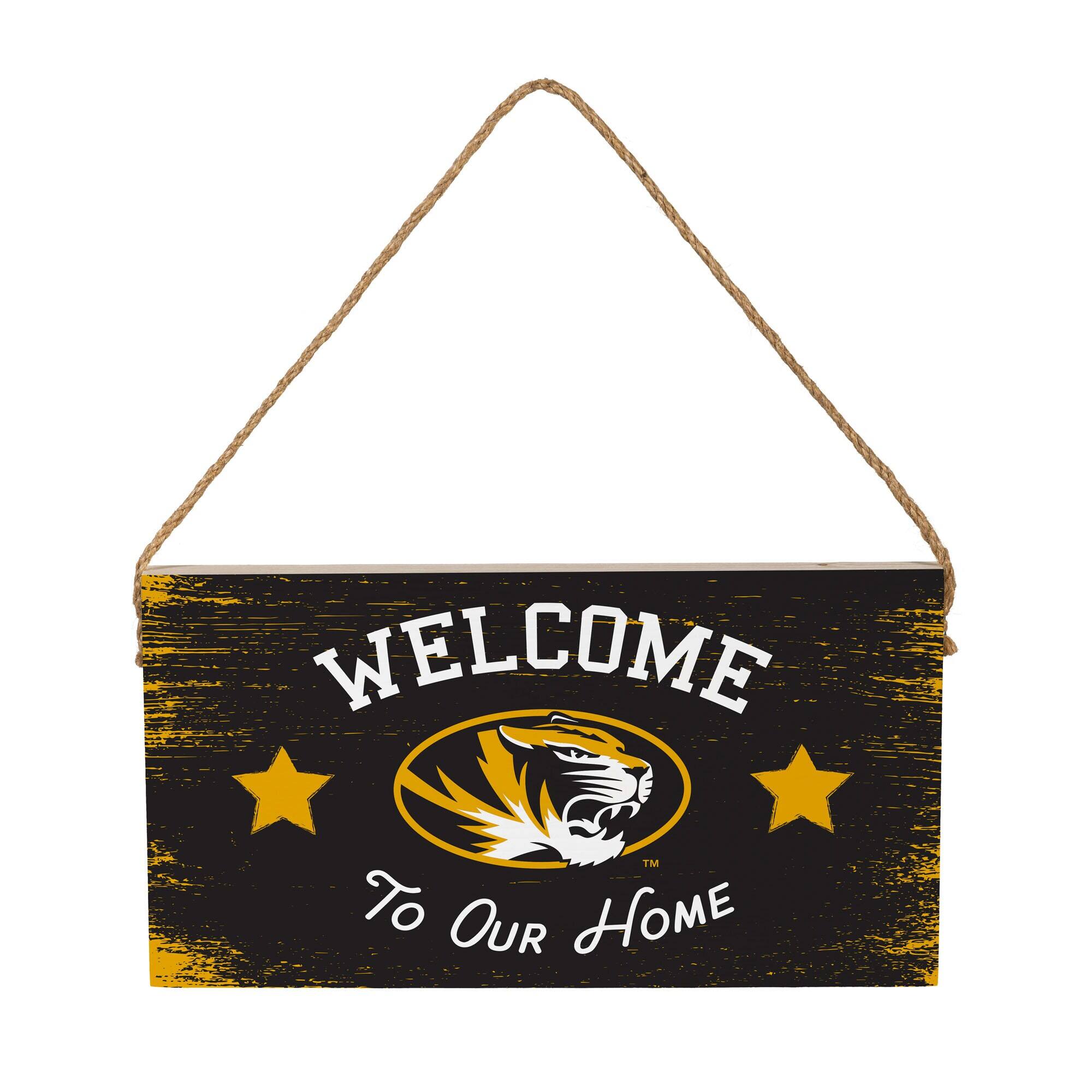 Missouri Tigers 6" x 11" Welcome Home Wood Wall Sign with Rope Hanger