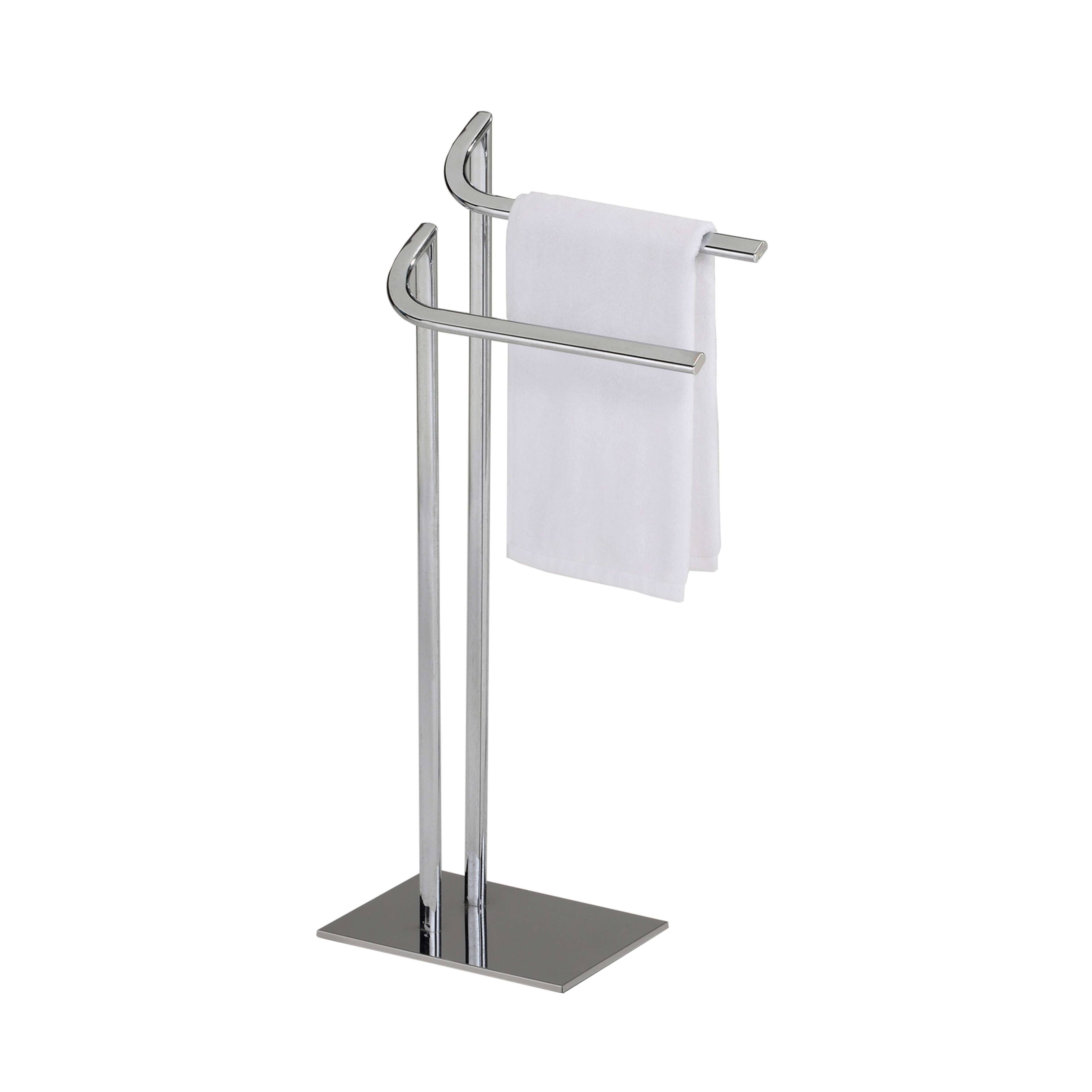 Angle. Kings Brand Furniture - Kings Brand Furniture Slim Modern Chrome Freestanding Towel Rack with Dual Bars - Chrome.
