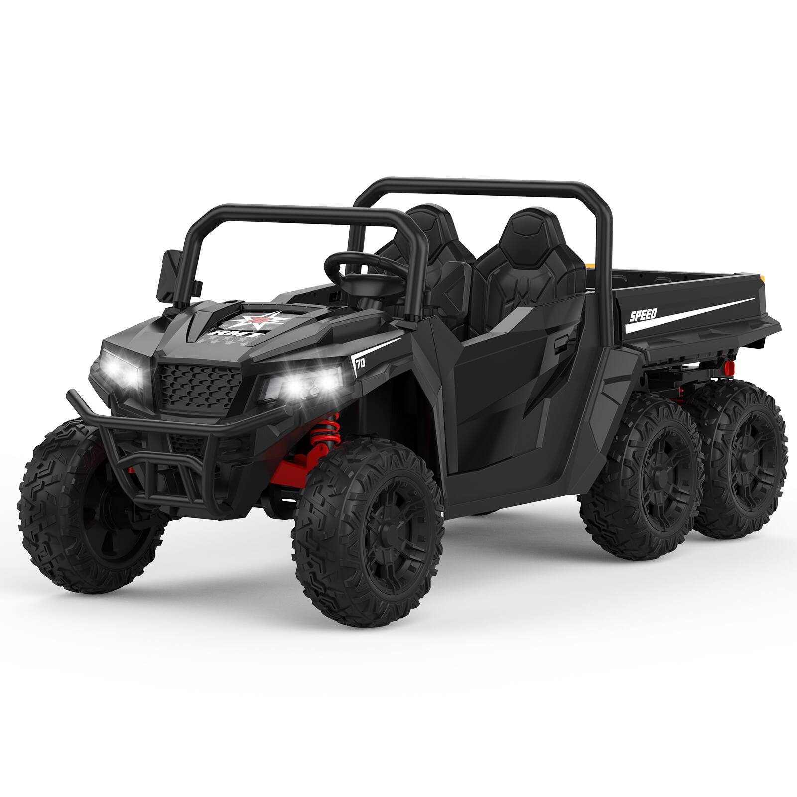 Alt View 1. GARVEE - 24V 4WD 6-Wheel Ride-On Dump Truck for Kids, 2-Seater, 4×200W Motors, Remote, LED Lights, Music, Electric Dump Bed - Black.