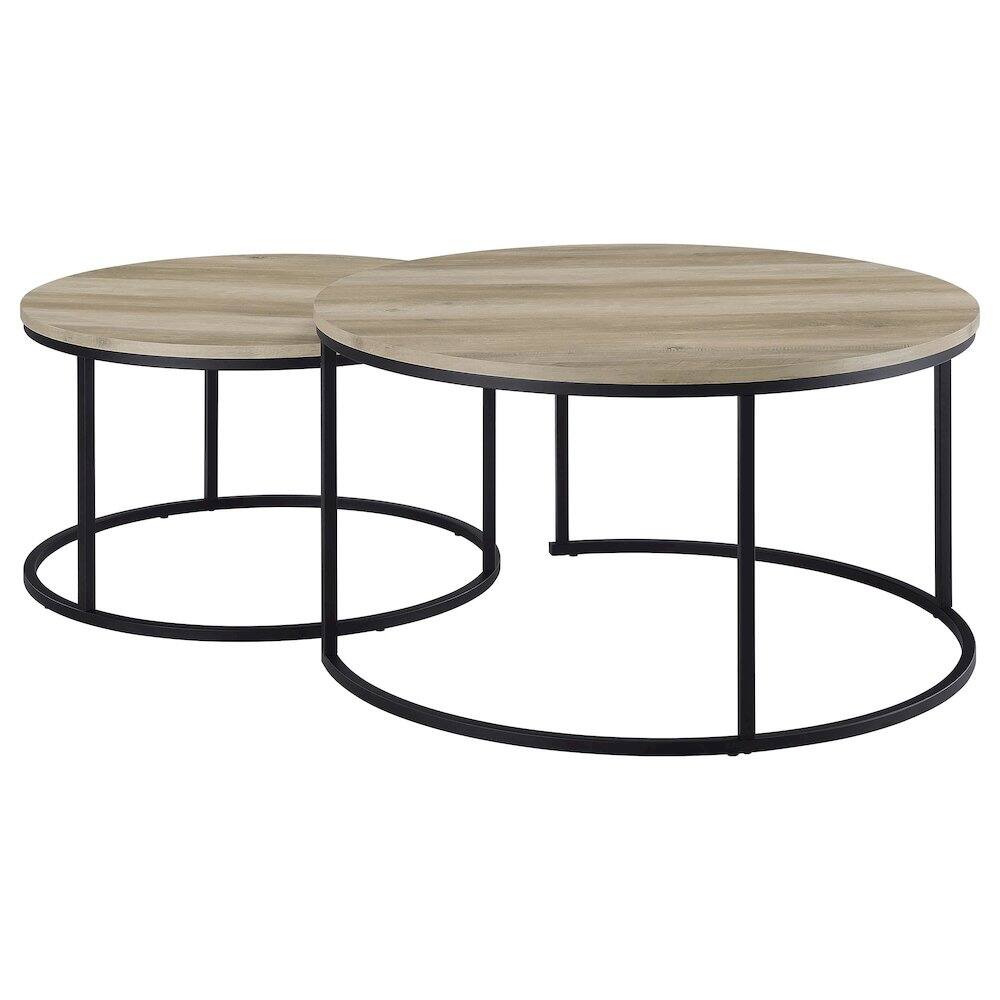 Alt View 2. Coaster Co. of America - Lainey 2-piece Round Nesting Coffee Table Distressed Pine - Distressed Pine.
