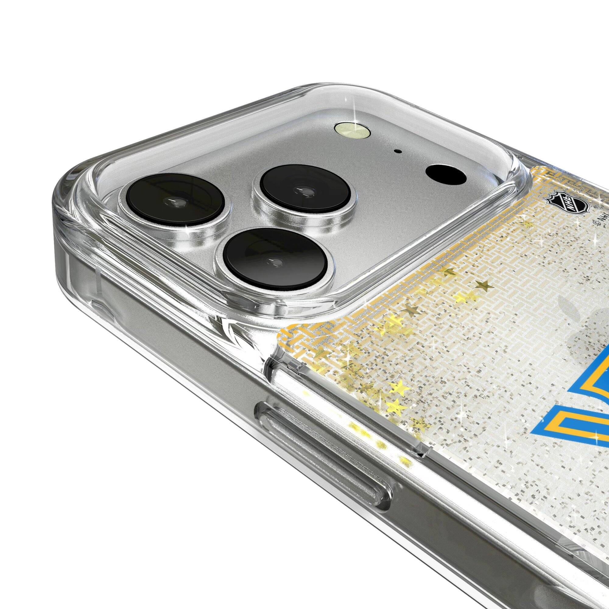 Alt View 2. Keyscaper - St. Louis Blues Linen Logo iPhone Glitter Case - 13 Pro - Multicolor.