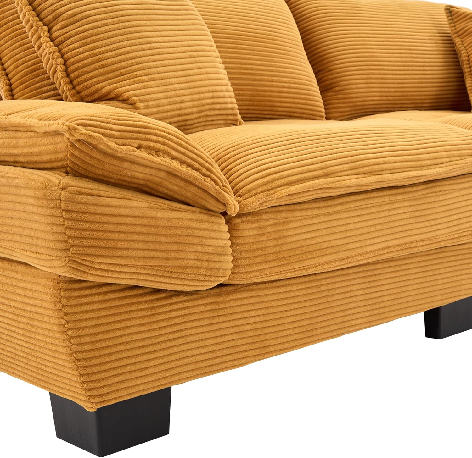 Alt View 6. Trinkets Crazed - 84" Cloud Corduroy Loveseat Sofa, Modern Comfy Upholstered 2 Seater Sofa Deep Seat Sofa with 2 Throw Pillows - yellow.