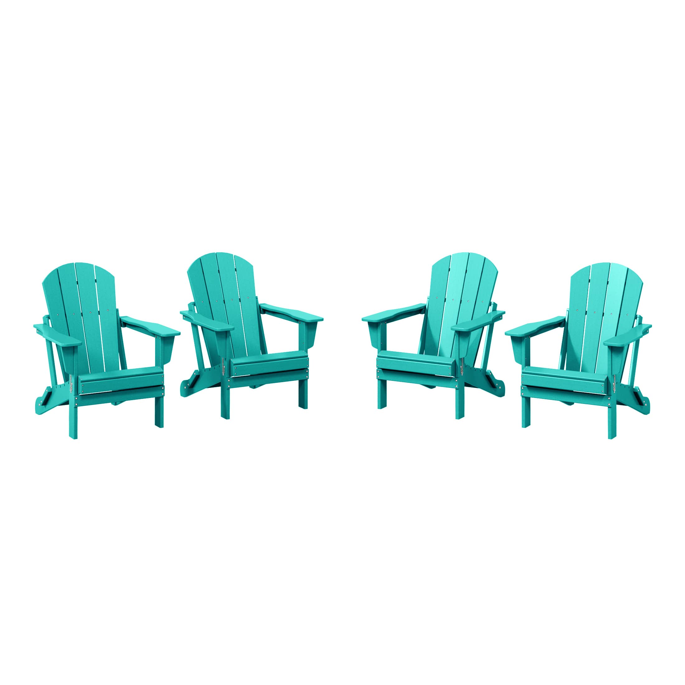 WestinTrends - Malibu Outdoor HDPE Folding Poly Adirondack Chairs (Set of 4) - Turquoise
