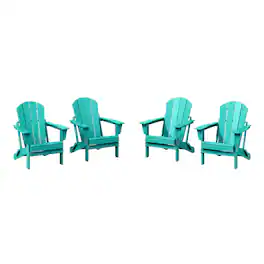WestinTrends - Malibu Outdoor HDPE Folding Poly Adirondack Chairs (Set of 4) - Turquoise