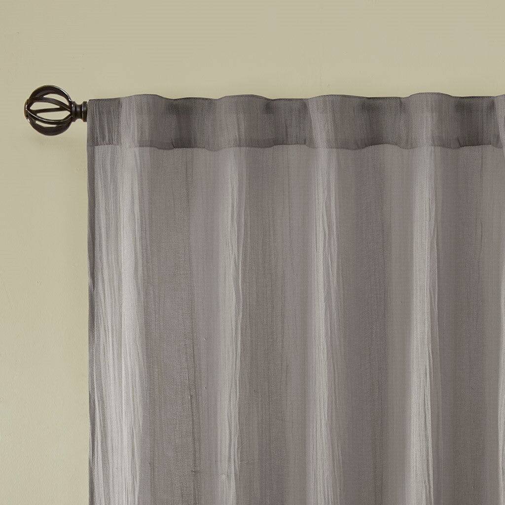 Alt View 6. BreeBe - Solid Crushed Curtain Panel Pair(2 Pcs Window Panels) - Grey.