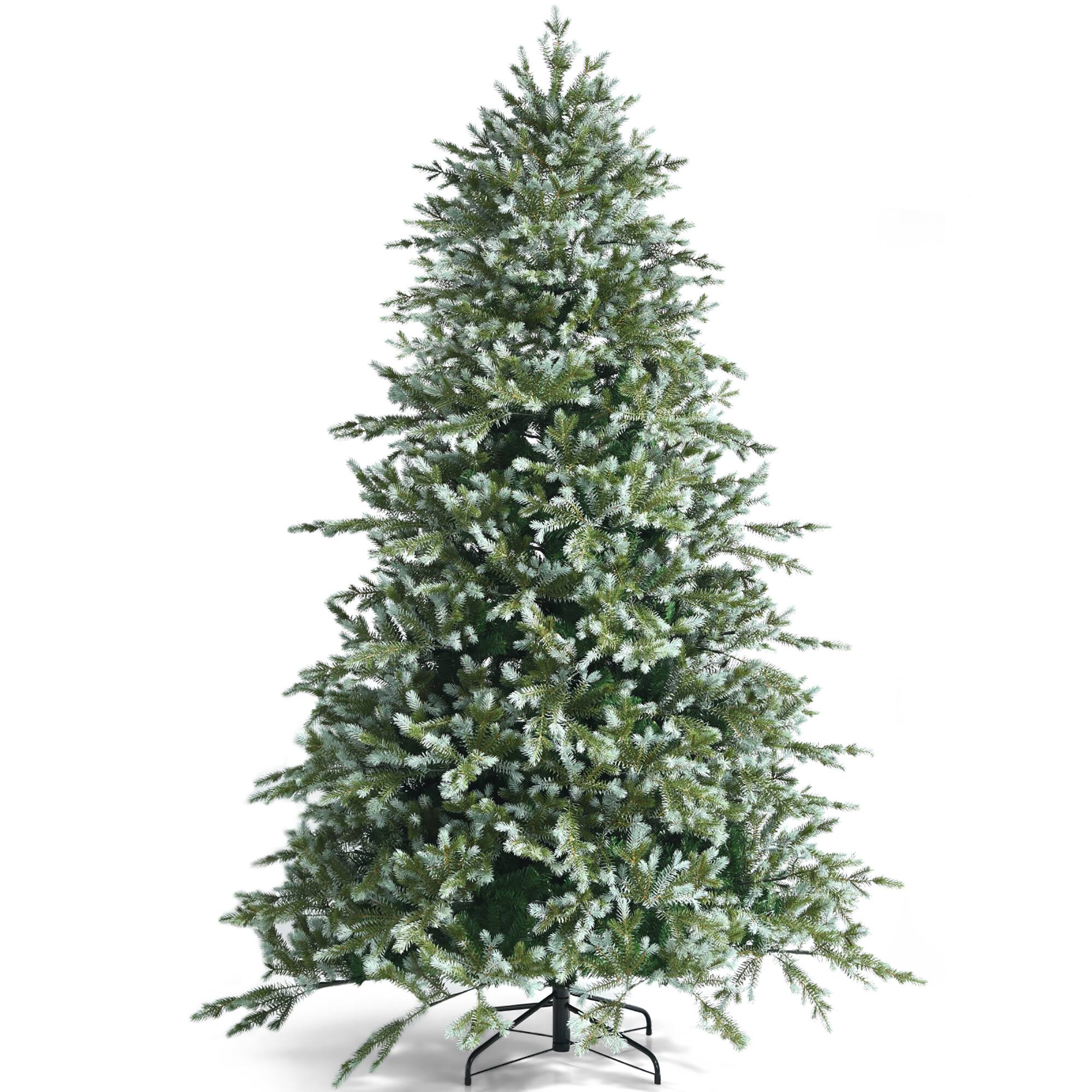 Alt View 18. Costway - 8ft Hinged Artificial Christmas Spruce Tree w/ 1658 Mixed PE & PVC Tips - Green/White.