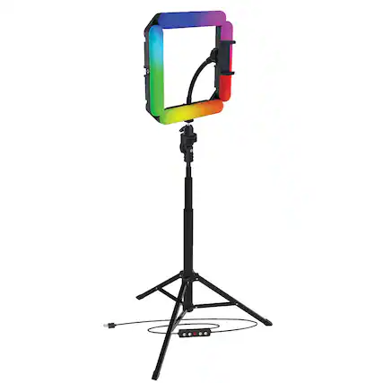Front. Bower - RGB Quad Modular Light Kit with Tripod - Black.