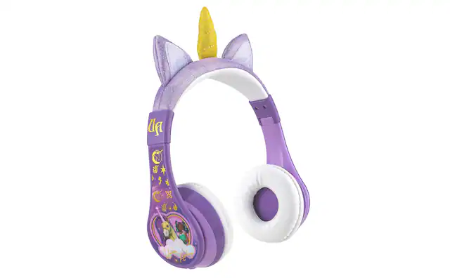 Front. eKids - eKids Unicorn Academy Bluetooth Headphones for Kids, Wireless Headphones for School, Home, or Travel - Multicolor.
