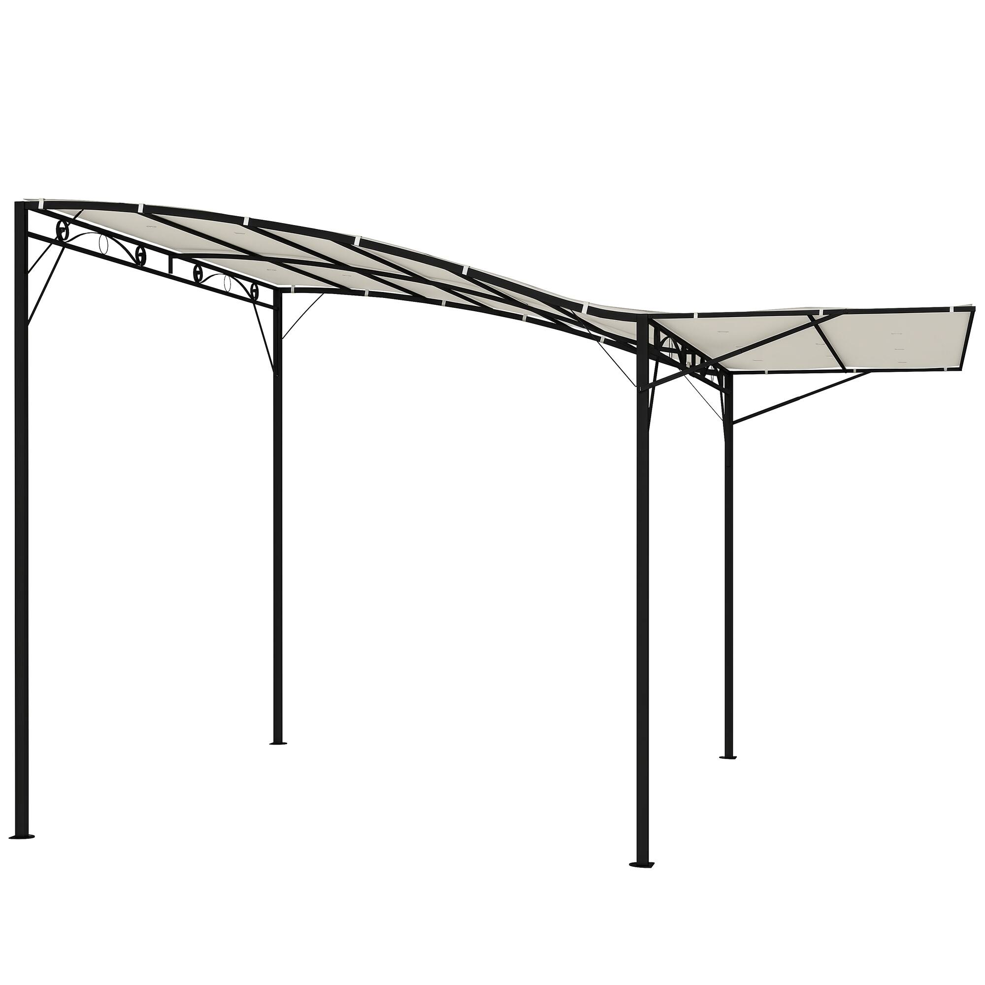 Outsunny - 10' x 8' Outdoor Pergola and Patio Gazebo, Extendable Side Awning, Sun Shade Shelter for Garden, Camper, Deck - Cream White