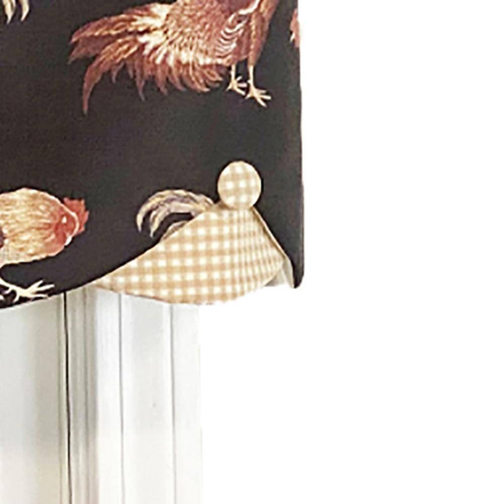 Angle. RLF Home - RLF Home Cockadoodle Petticoat 3"Rod Pocket Window Valance 50" x 15" Black - Black.