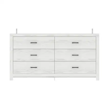 Front. FUFU & GAGA - FUFU&GAGA 6 - Drawer Horizontal Dresser with Anti - Tip Feature – Modern Wood Organizer for Bedroom - White.
