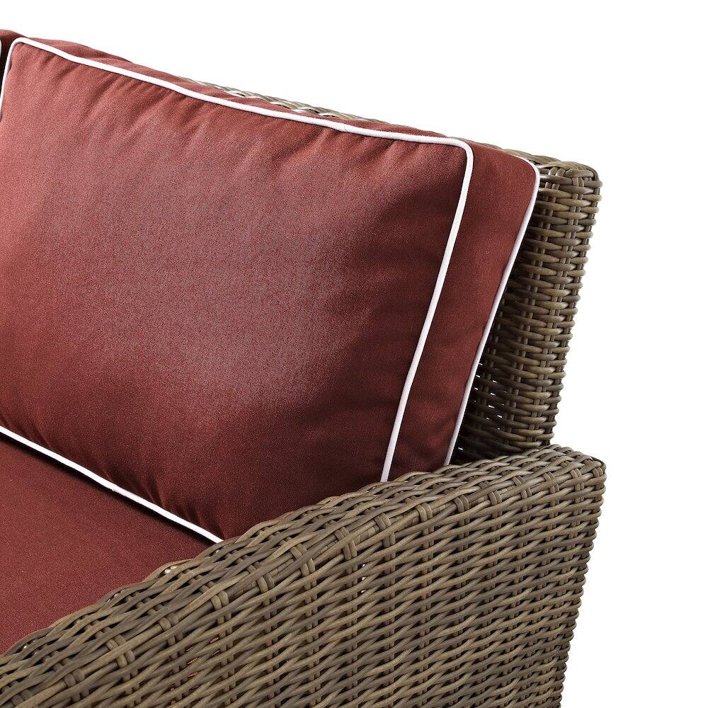Alt View 7. Crosley Furniture - Bradenton 3Pc Armless Wicker Outdoor Chair Set - Side Table & 2 Armless Chairs - Sangria.