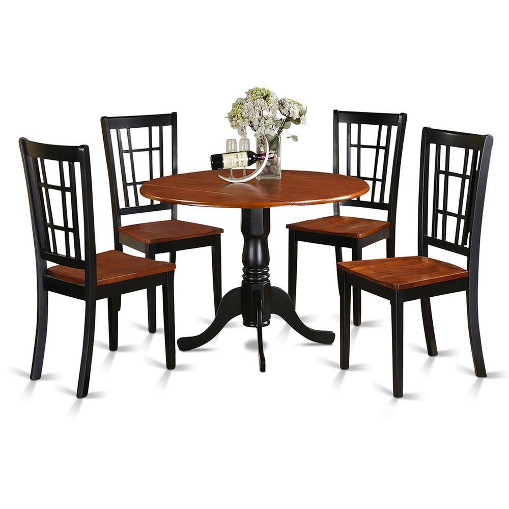 Back. East West Furniture - 5 Pc Kitchen nook Dining set-Kitchen Table and Kitchen4 Chairs - Black & Cherry.