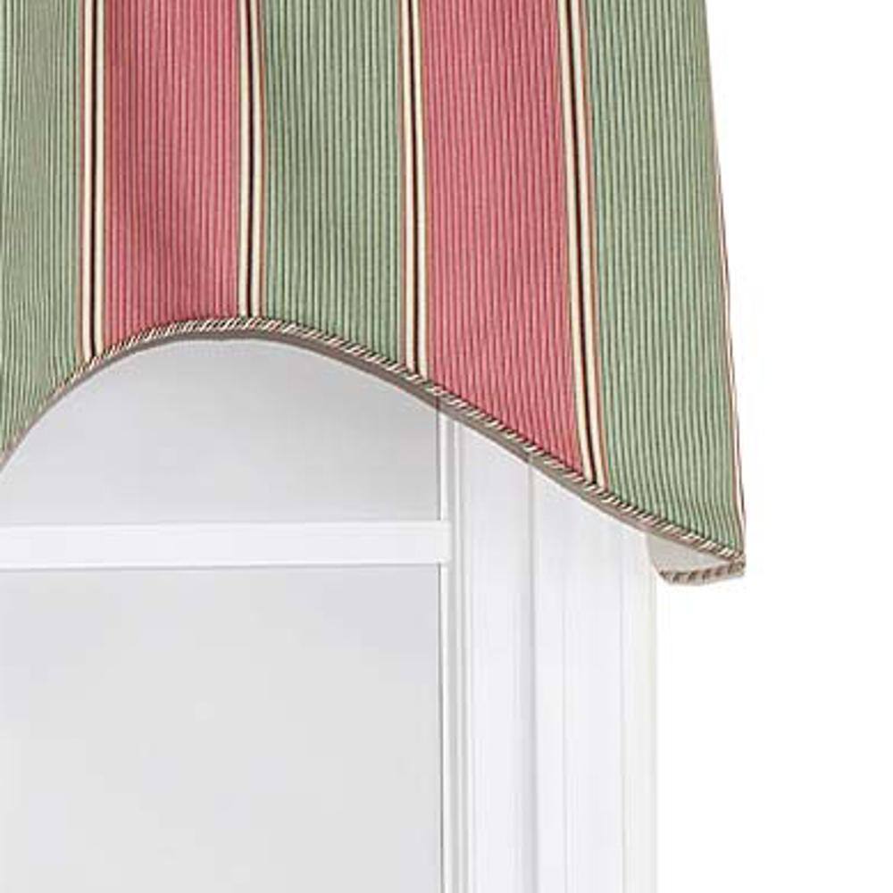 Angle. RLF Home - RLF Home Parlor Stripe Cornice Window Treatment Valance Fits up to 48"W 3" Rod Pocket 50" x 17" Watermelon - Watermelon.