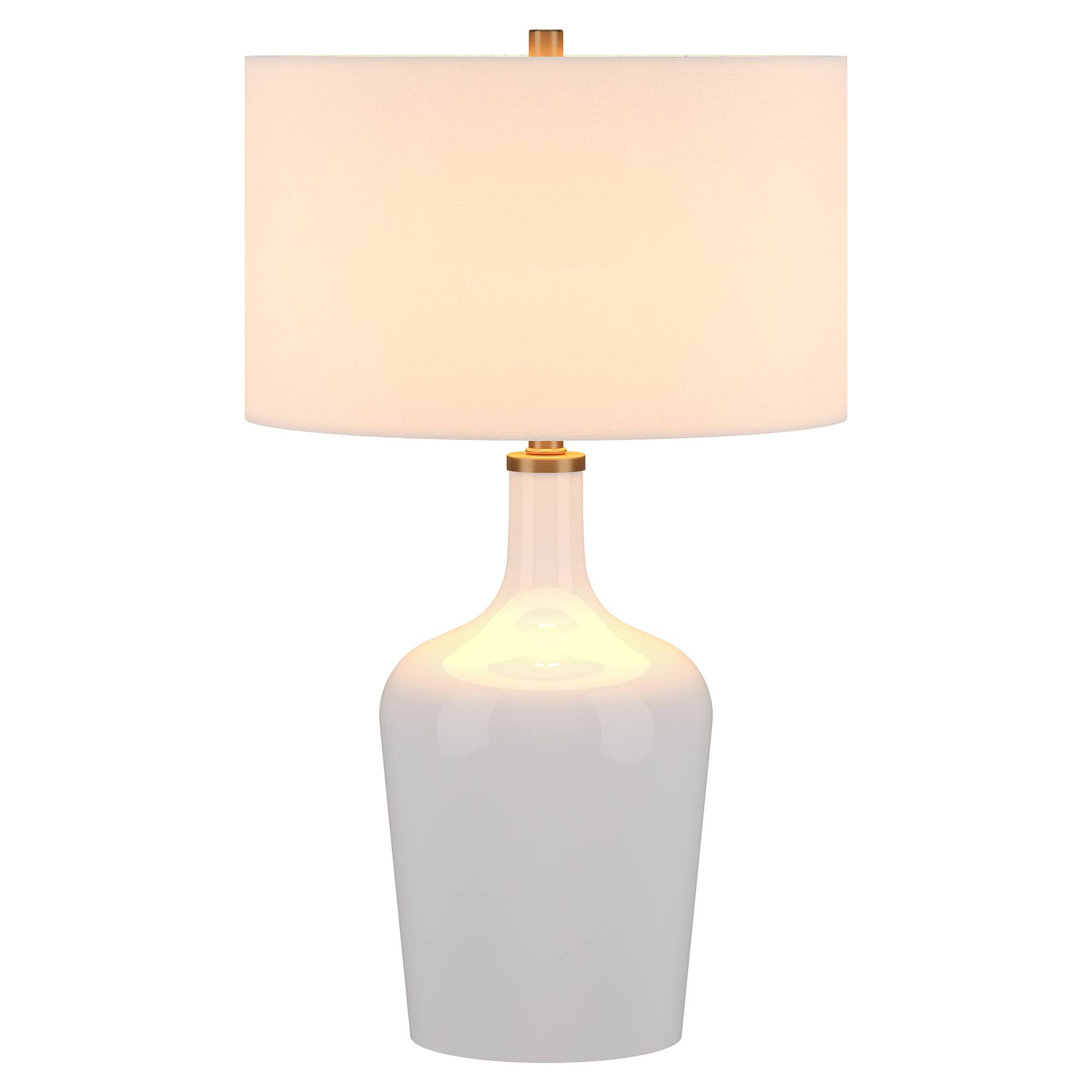Alt View 5. Hudson&Canal - Sebago 25" Tall Table Lamp with Fabric Shade in White/White - White.