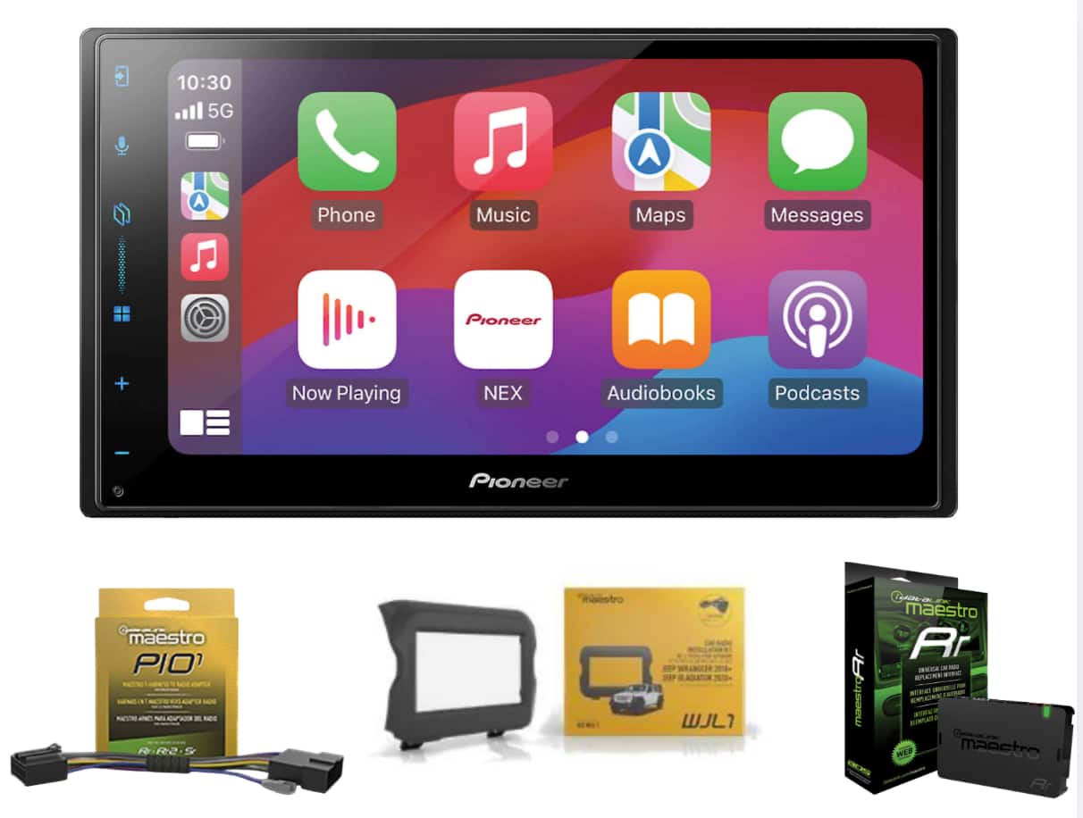 Pioneer - DMH-W3050NEX Digital Receiver Backup Camera + ADSMRR + KITWJL1 for 2018+ Jeep Wrangler & 2020+ Jeep Gladiator - Black