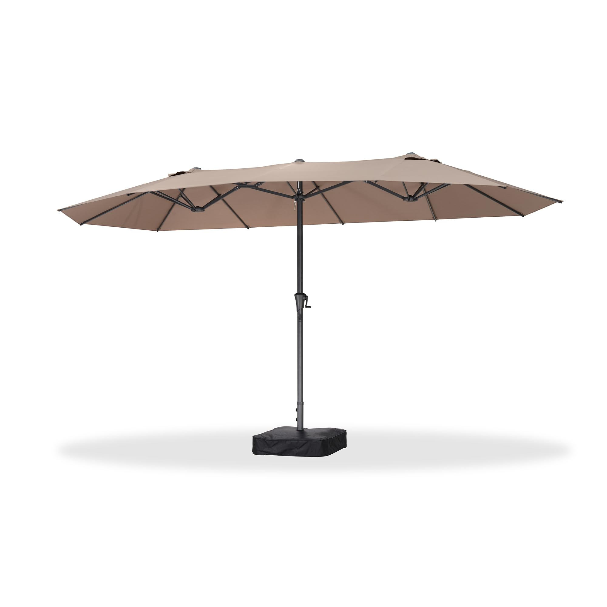 Alt View 8. PURPLE LEAF - 14 ft. Patio Market Umbrella with Base Double-Sided Outdoor Table Sun Umbrellas with Crank for Pool Beach Deck Backyard - Taupe.