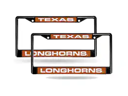 Rico Industries - Texas Longhorns Black Metal Laser License Plate Frame ( Set of 2 Frames ) - Multi