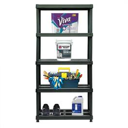 Juggernaut Storage - 72 Inch 5 Shelf Plastic Utility Shelving Storage Unit - Black