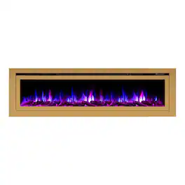 Touchstone Home Products - 72 in. Wall Mounted Recessed Sideline Deluxe Smart Electric Fireplace 1500W - Gold