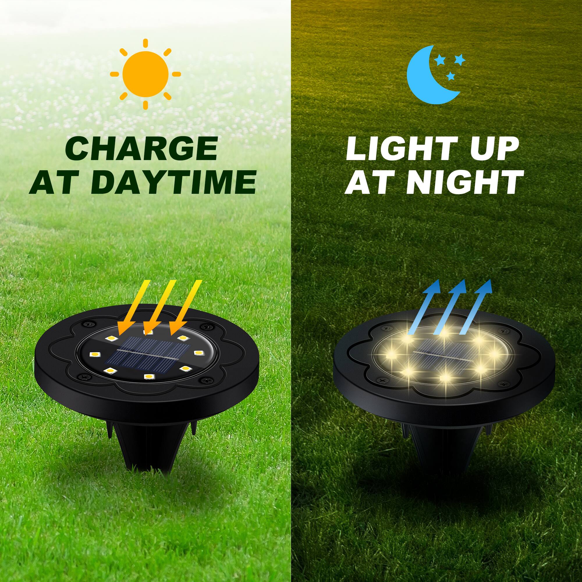 CHARGE AT DAYTIME  
LIGHT UP AT NIGHT